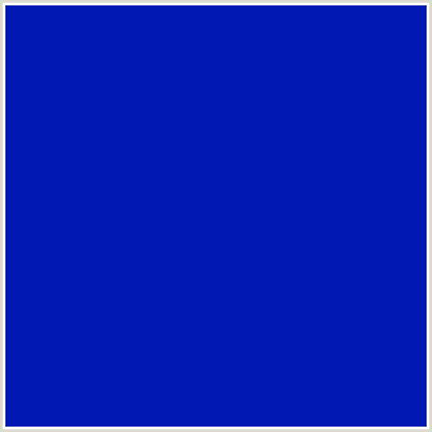 0019B2 Hex Color Image (BLUE, INTERNATIONAL KLEIN BLUE)