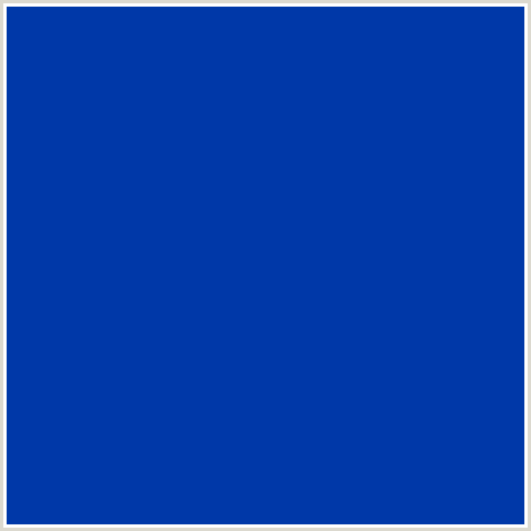 0038A8 Hex Color Image (BLUE, INTERNATIONAL KLEIN BLUE)