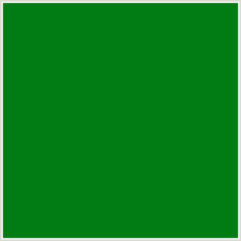 007C13 Hex Color Image (CAMARONE, FOREST GREEN, GREEN)
