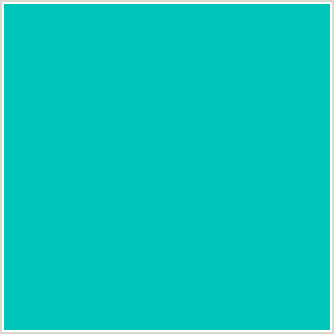 00C6B9 Hex Color Image (AQUA, LIGHT BLUE, ROBINS EGG BLUE)