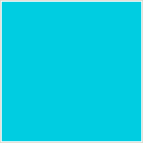 00CDE1 Hex Color Image (LIGHT BLUE, ROBINS EGG BLUE)