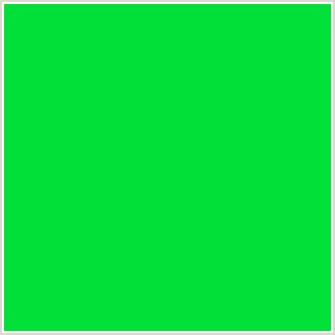 00E038 Hex Color Image (GREEN, MALACHITE)