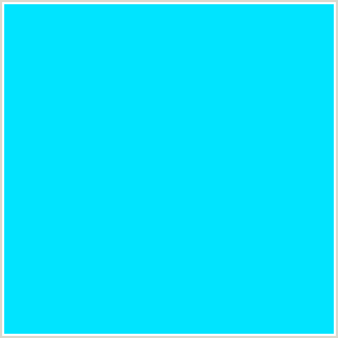 00E4FF Hex Color Image (CYAN, LIGHT BLUE)