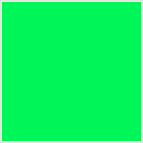 00F558 Hex Color Image (GREEN BLUE, SPRING GREEN)