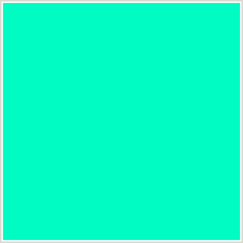 00FCC2 Hex Color Image (BLUE GREEN, BRIGHT TURQUOISE)