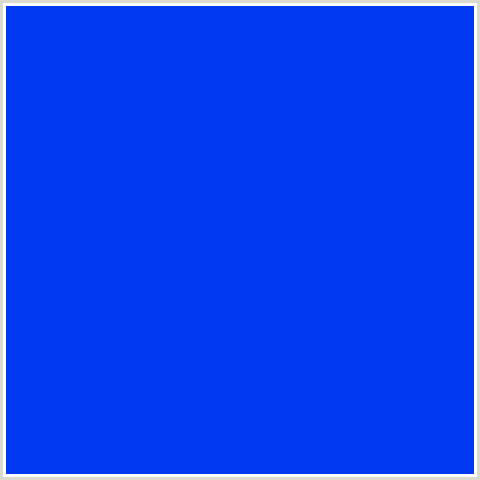 0138F1 Hex Color Image (BLUE, BLUE RIBBON)