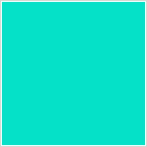 05E1C9 Hex Color Image (BLUE GREEN, BRIGHT TURQUOISE)