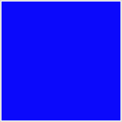 0B09FB Hex Color Image (BLUE)