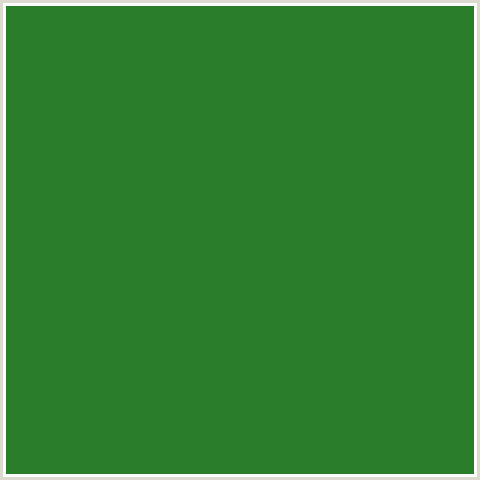 2A7E29 Hex Color Image (FOREST GREEN, GREEN)