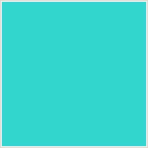 32D4CD Hex Color Image (AQUA, LIGHT BLUE, TURQUOISE)