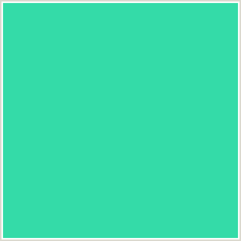 34DBA8 Hex Color Image (BLUE GREEN, TURQUOISE)