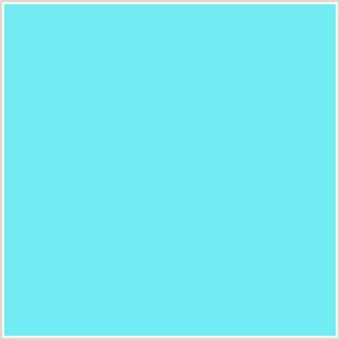 75EBF4 Hex Color Image (LIGHT BLUE, SPRAY, TEAL)