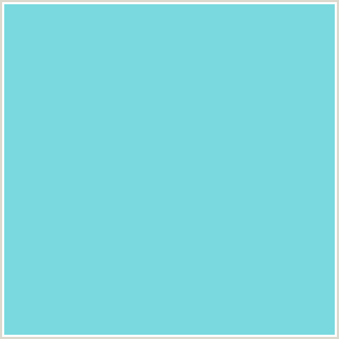 7AD9DE Hex Color Image (AQUAMARINE BLUE, LIGHT BLUE)