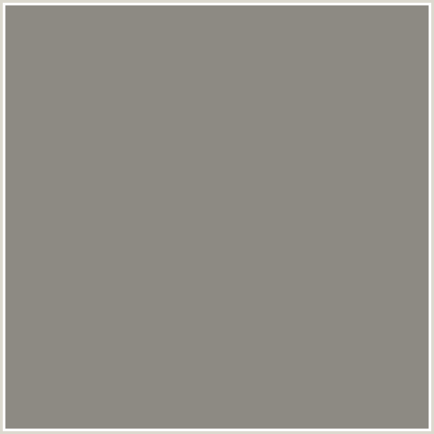 8D8A83 Hex Color Image (NATURAL GRAY, YELLOW ORANGE)