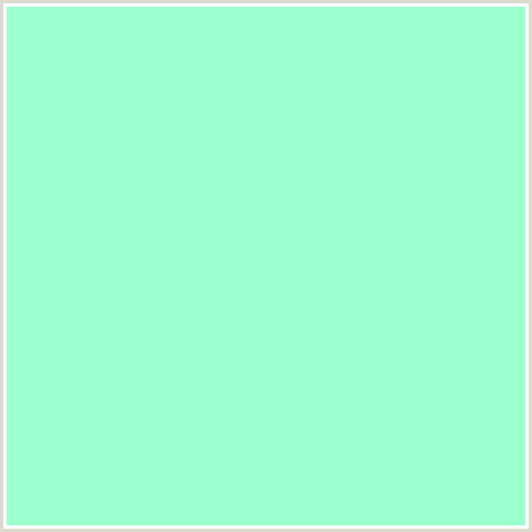 9BFFCE Hex Color Image (AQUAMARINE, GREEN BLUE, MINT)